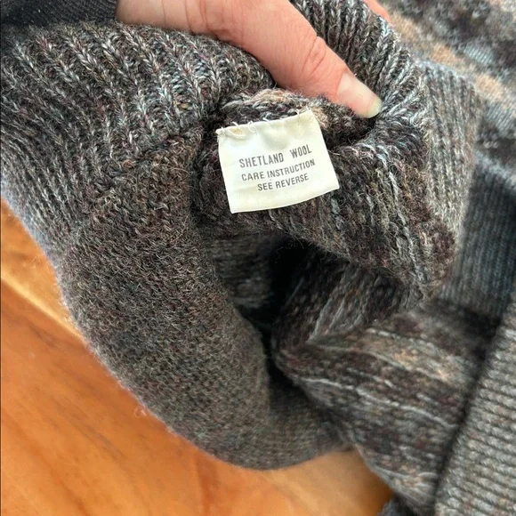 La Solino Vintage Shetland Wool Button Up Cardigan Sweater sz large - Picture 8 of 12
